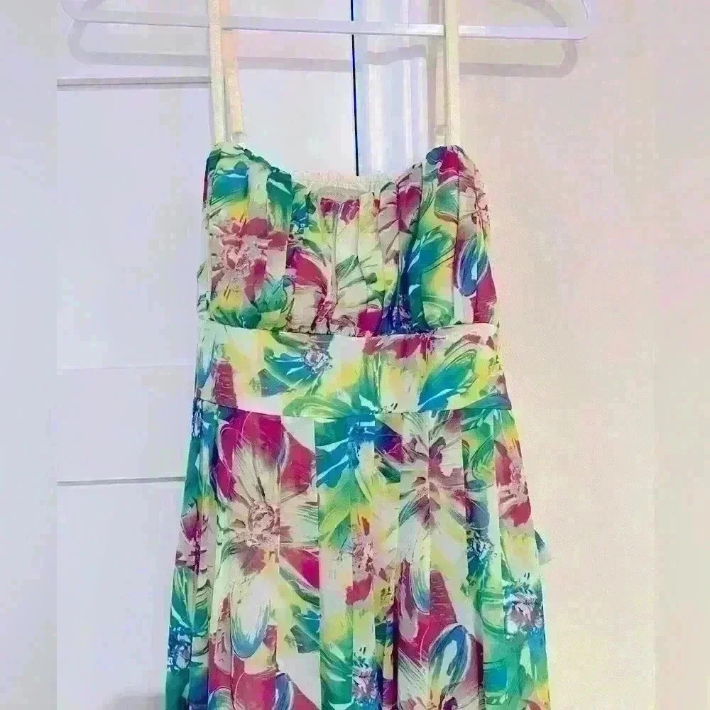 Jonathan Martin Green Floral Maxi Dress- Size 8- Excellent Condition